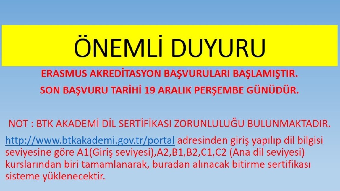 Erasmus Akreditasyon Başvuruları